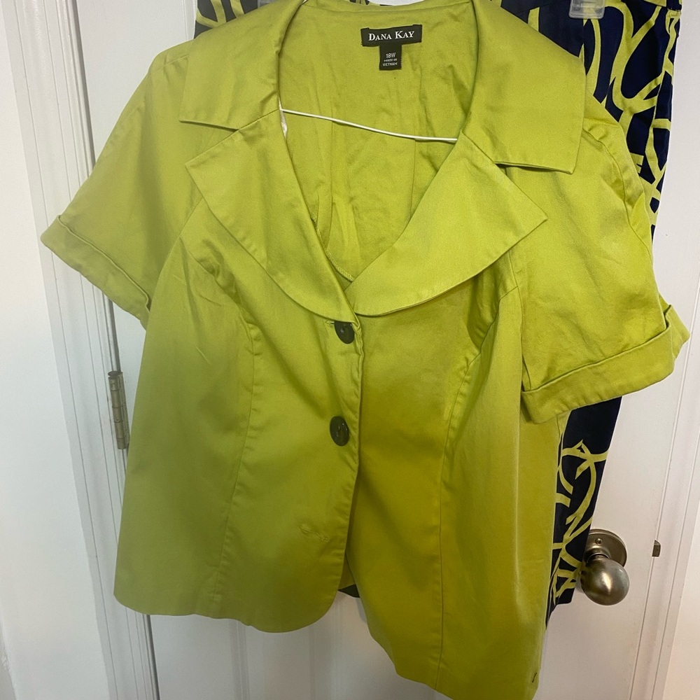 Dana Kay Green Boxy Button Down Shirt